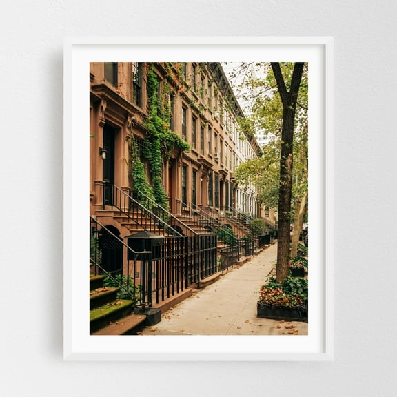 Upper East Side Brownstones 01 - Manhattan New York Photography White Framed Wall Art Print 16 x 20 inches