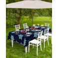 thumbnail image 3 of Blue Black Christmas Outdoor Tablecloth - 54x54 Inch Square Dining Table Cover, Xmas Snowflake Winter Waterproof Outdoor Table Cloth with Umbrella Hole & Zipper for Picnic/Patio/Party, 3 of 5