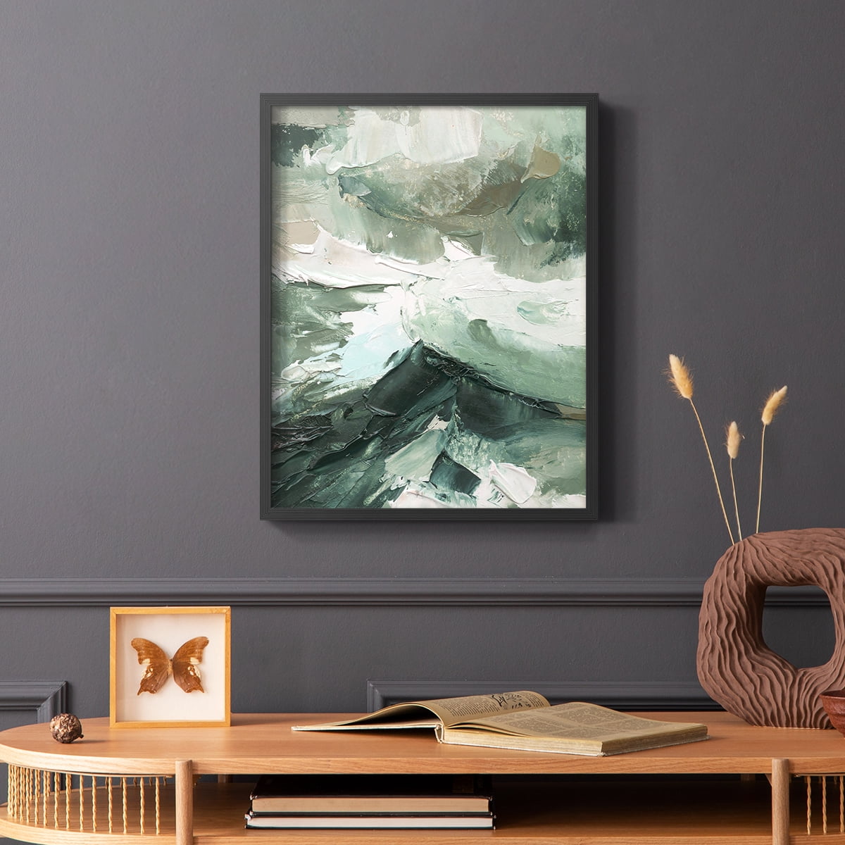 Crashing II Framed Print in Black Solid Wood Framed Print No Nail Hanging