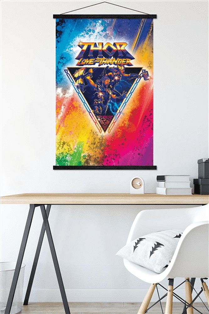 Marvel Thor: Love and Thunder - Rainbow Splatter Wall Poster with Magnetic Frame, 22.375" x 34"