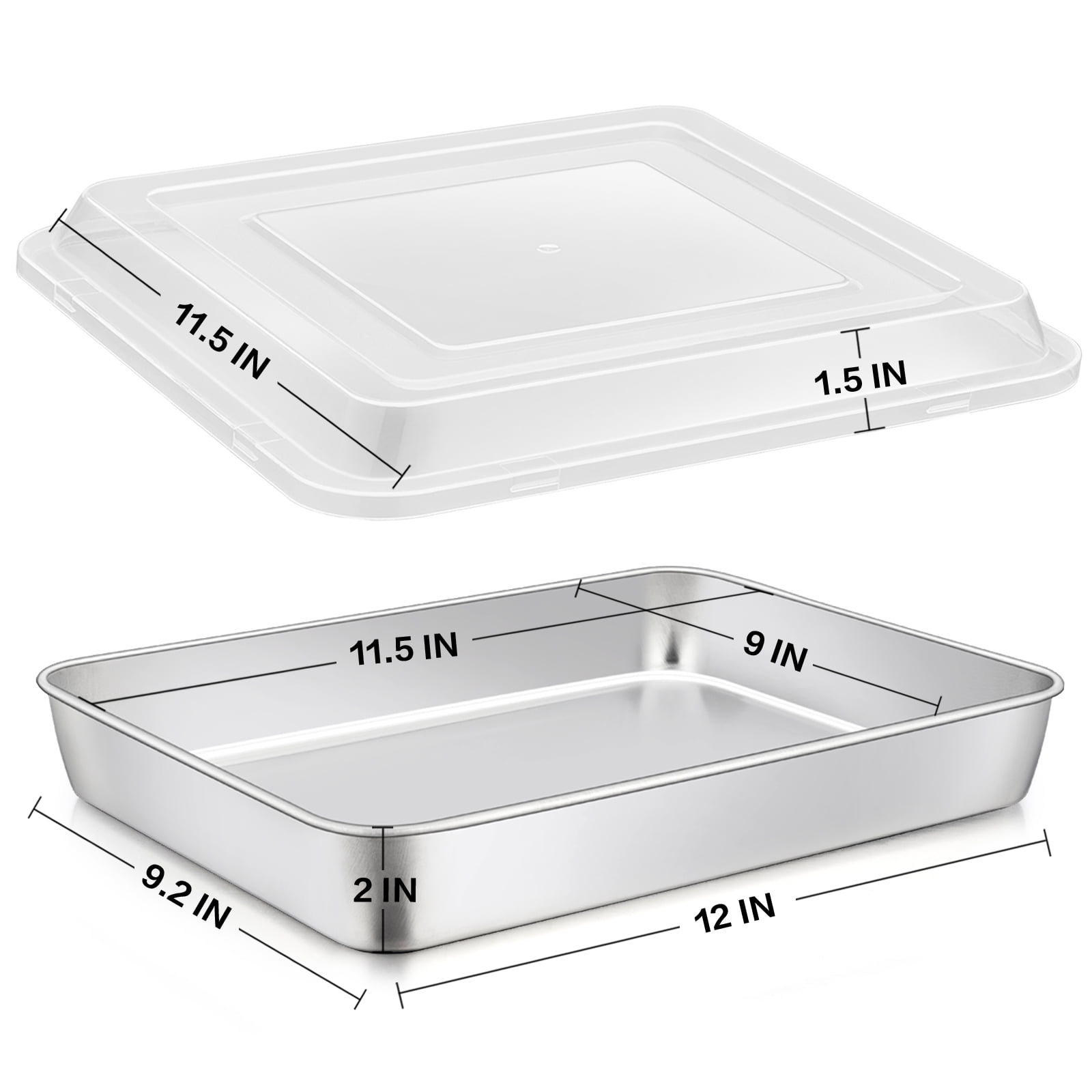 KJHBV Box Covered Baking Tray Cake Dish with Cover Bread Oven Stainless  Steel Baking Pan Cake Plate with Lid Rectangular Cake Pan Metal Pie Pans  Cake
