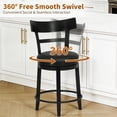 thumbnail image 3 of FDW Swivel Counter Height Bar Stool – 24.5″ Counter Height, 360° Swivel, Metal & Wood Frame, Upholstered Seat with Metal Footrest Black, 3 of 7