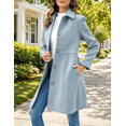 thumbnail image 2 of Women Classic Mid‑Length Lapel Coat Long Sleeve Button Front Casual Outer Coat, 2 of 6