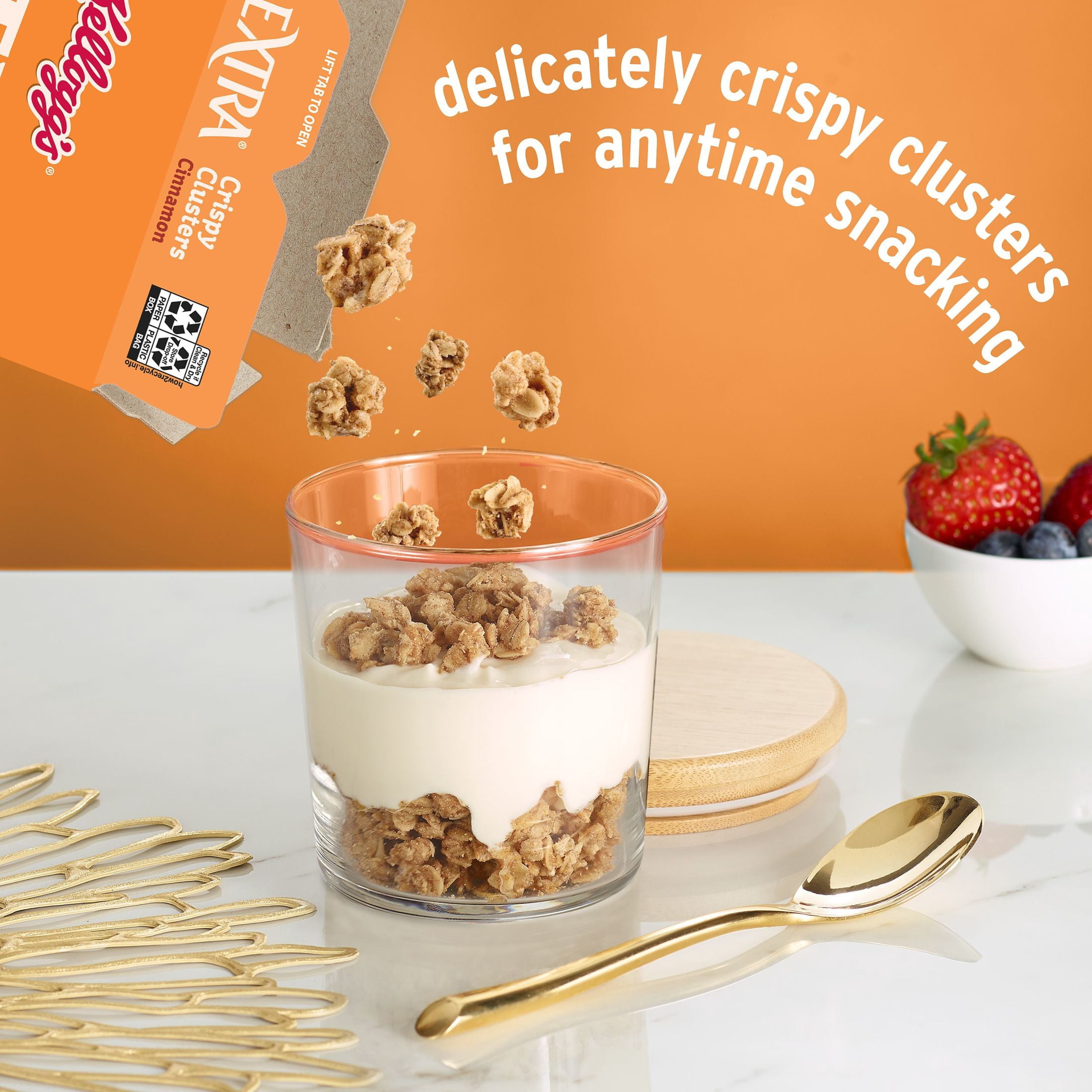 Kellogg's Extra Granola Cereal, Fiber Cereal, Family Breakfast, Cinnamon, 20.6oz Box (1 Box)