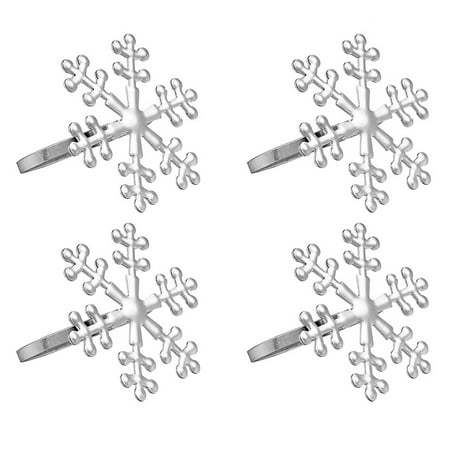 

1 Set 4 Pcs Christmas Snowflake Shape Napkin Rings Practical Napkin Holders