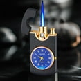 thumbnail image 4 of Premium Metal Windproof Lighter with Blue Flame, Elegant Dial & LED Light – Refillable Flame Technology, Stylish Carved Design, Perfect for Outdoor & Special Occasions, 4 of 5