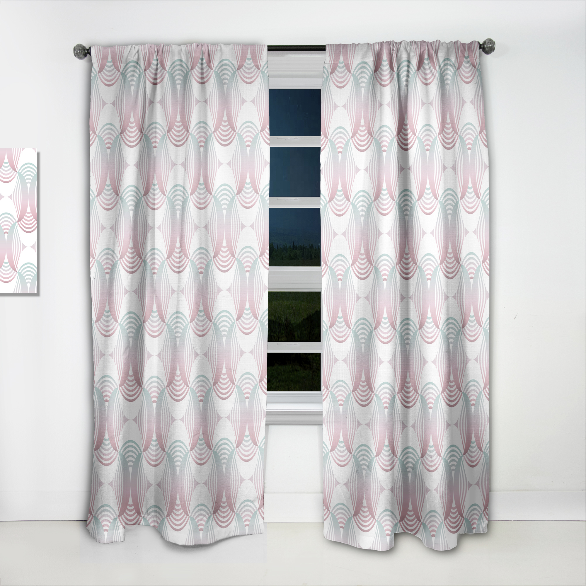 Designart 'Geometrical Abstract Retro Pattern I' Mid-Century Modern Curtain Panel