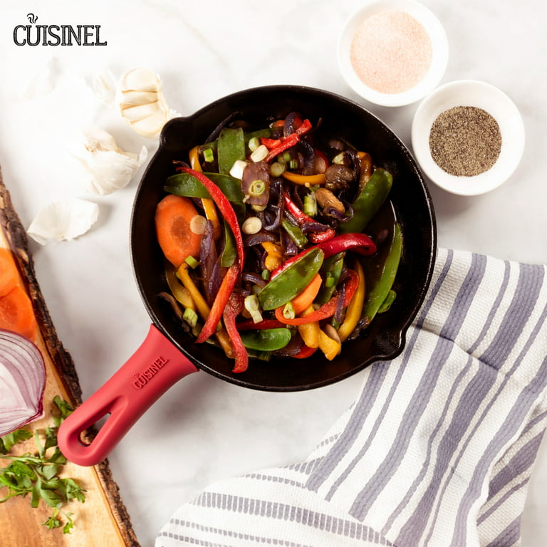 Cuisinel Cast Iron Skillet with Lid - 12-Inch Frying Pan + Glass Lid +  Heat-Resistant Handle Cover - Pre-Seasoned Oven Safe Cookware -  Indoor/Outdoor