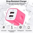 thumbnail image 5 of 2.1A Dual Port USB C Charger Block, Fast Wall Charger Plug with 2-Pack 6FT Type C Charging Cables, Phone Charger Adapter Compatible with iPhone 17 16 15 14 Samsung Galaxy Android Phones, Pink, 5 of 7