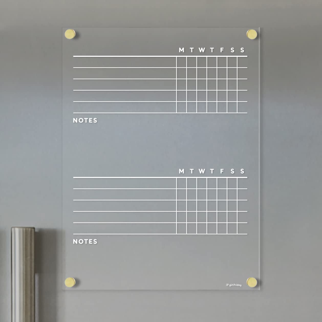 Fridge Chore Chart for , Magnetic Acrylic Dry Erase Board, Wet Erase Marker Included, Home Organization Tool, Silver Magnets