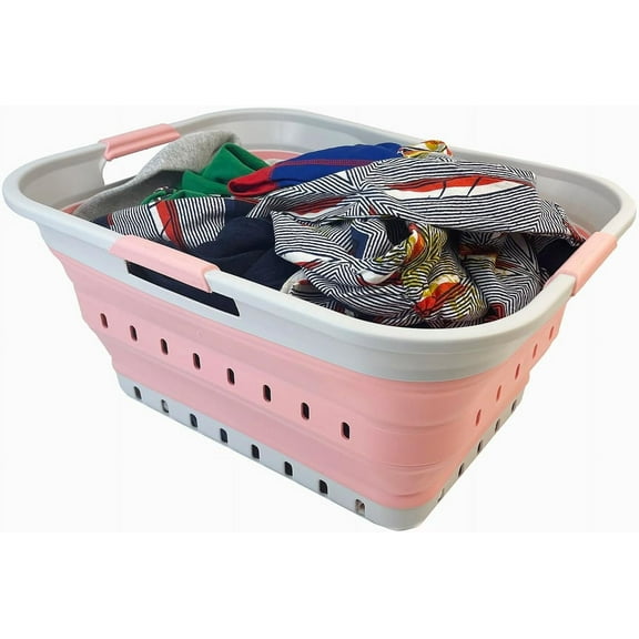 SAMMART 42L (11 gallon) Collapsible Plastic Laundry Basket - Foldable Pop Up Storage Container/Organizer - Space Saving Hamper/Basket
