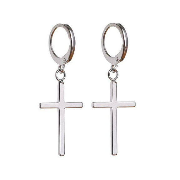 CIYISON Hypoallergenic Sterling Silver for Cross Hinged Piercing Huggie Hoop Earrings Long Dangle Minimalist Jewelry Gift for Un