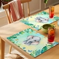 thumbnail image 4 of Cartoon Elephant Placemats Set of 6 Summer Butterfly Fern Tropical Palm Plants Place Mats Indoor Wipeable Table Mats Washable Dining Table Placemats for Kitchen Holiday Party Home Decor 13x19 Inch, 4 of 9