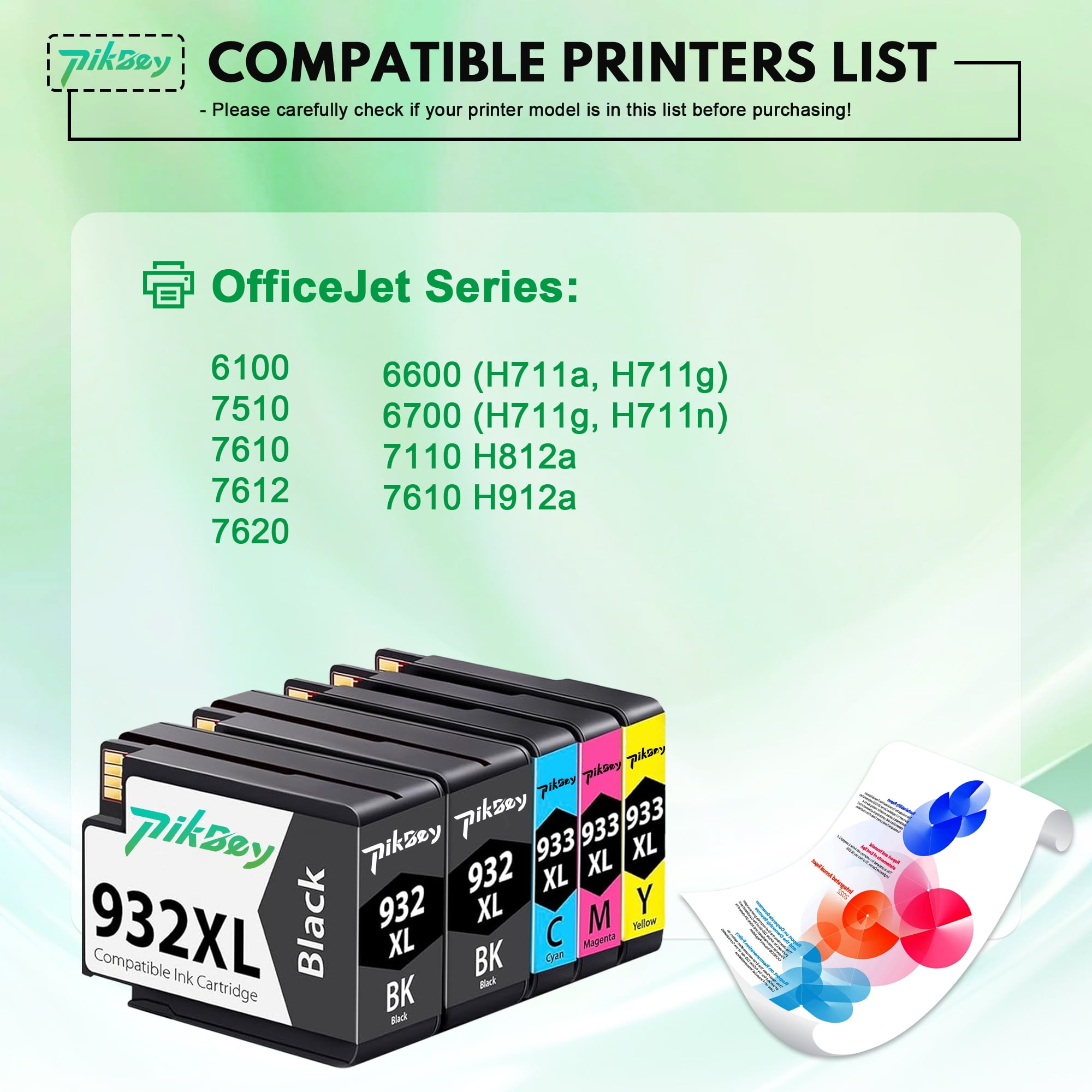 932XL 933XL Ink Cartridge Combo Pack (5 Pack) - Compatible for HP932 XL 933 XL Ink for Officejet 6700 Printer