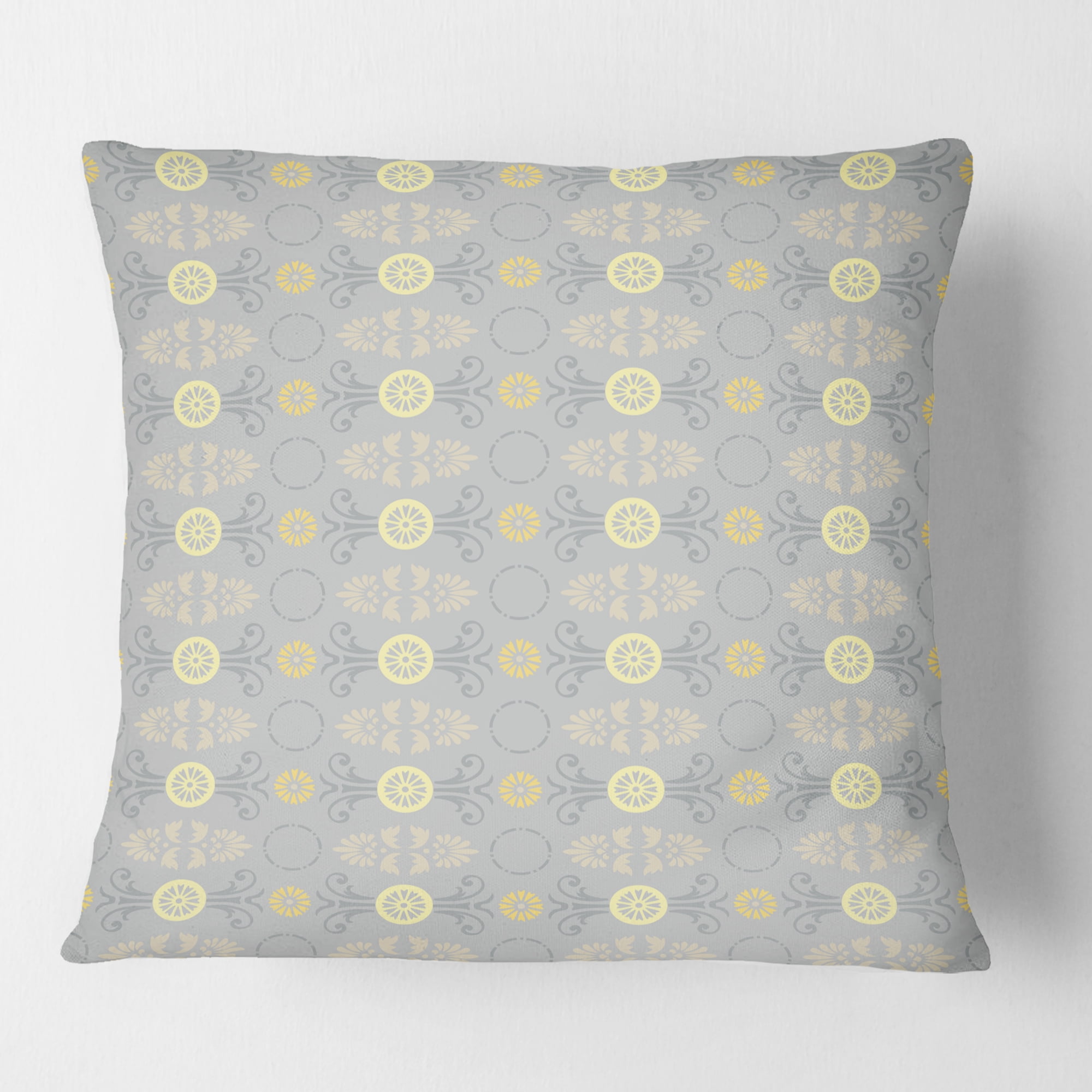 Designart Golden Cornflower Pattern' Mid-Century Modern Throw Pillow - 16x16