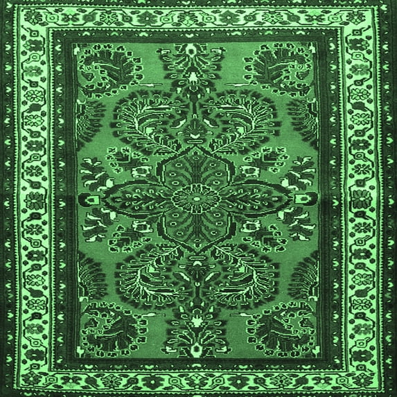 Ahgly Company Indoor Square Persian Emerald Green Traditional Area Rugs, 8' Square