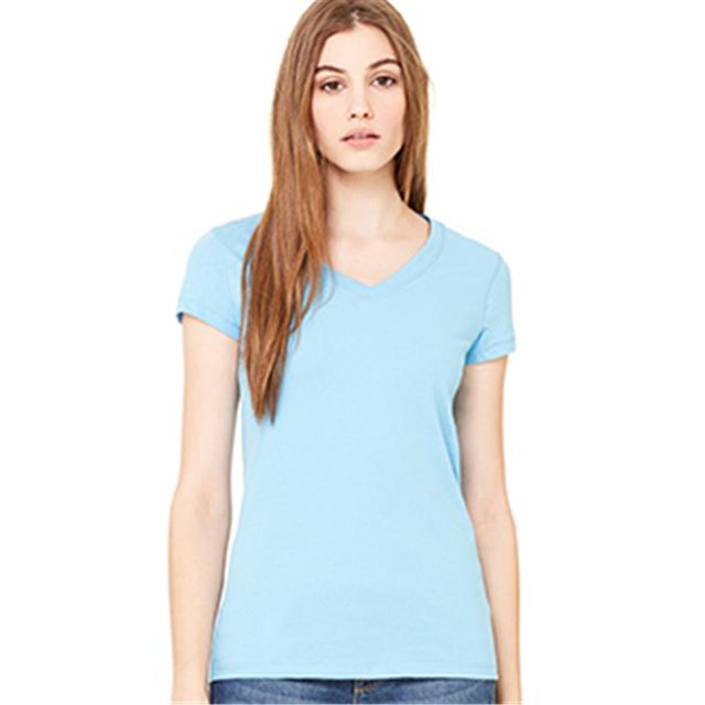 Bella-Canvas B6005 T-Shirt à Manches Courtes Col en V pour Femmes - Baby Bleu, Petit