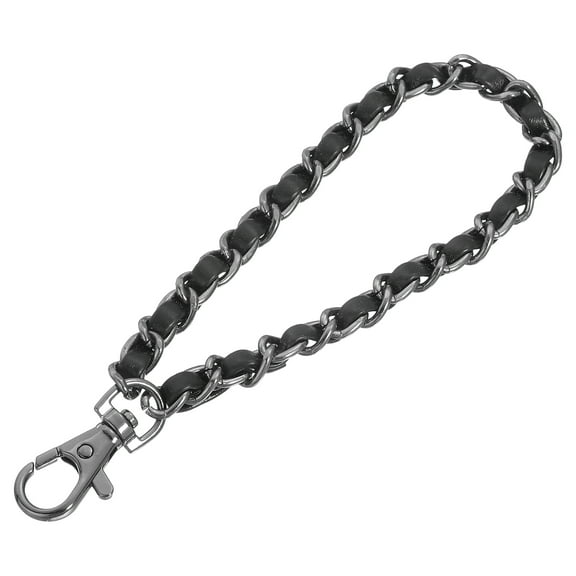 Uxcell Chain Strap Wristlet, 7" Hand Wrist Lanyard Leather Wristlet Strap for DIY, Black, Black