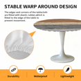 thumbnail image 2 of Elastic Fitted Round Tablecloth, Farmhouse Haze Blue Brown Waterproof Stretch Table Cover for 55"-60" Tables, Vintage Wooden Striped Washable Outdoor Tablecloths for Patio, Picnic, Camping, 2 of 9