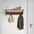 thumbnail image 5 of Rustic Wall Mounted Coat Rack, 26 Inch Pinewood Entryway Floating Coat Hanger with 5 Dual Hooks and Storage Shelf for Living Room Bathroom, Brown, 5 of 6