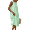 thumbnail image 5 of ClodeEU Women's Striped Print Sleeveless Crewneck Maxi Dress with Pockets ,Casual Long Beach Dress Green,Womens Plus M, 5 of 6