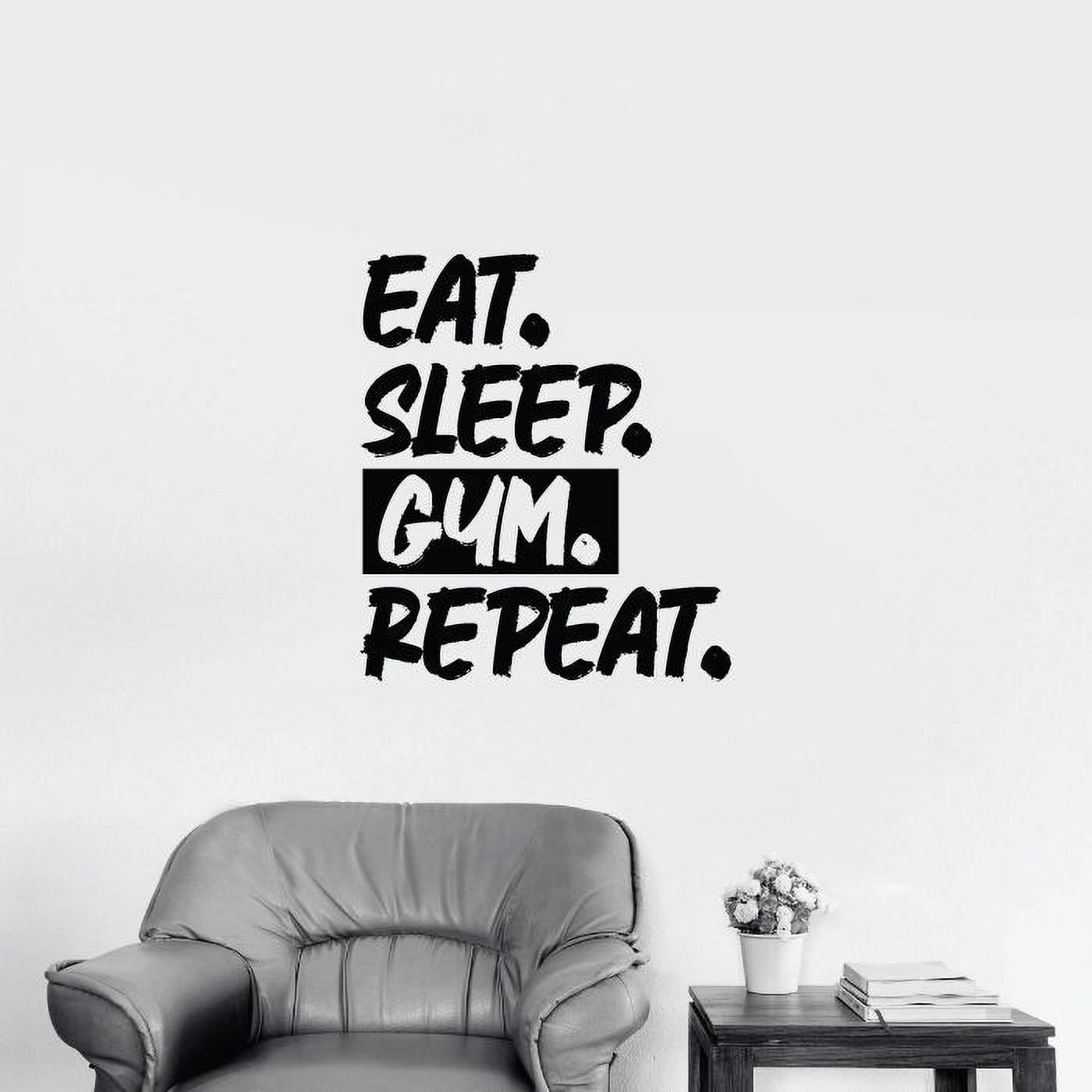 EAT SLEEP GYM REPEAT Wall Decal Gym Decal Go Hard Motivational Gym Wall Sticker