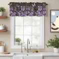 thumbnail image 2 of Purple Flowers Valance Curtain for Windows Spring Watercolor Butterfly Brown Wood Grain Rod Pocket Curtain Valances Short Window Treatments Panels for Kitchen Bathroom Laundry Basement 60 x 14 Inch, 2 of 9