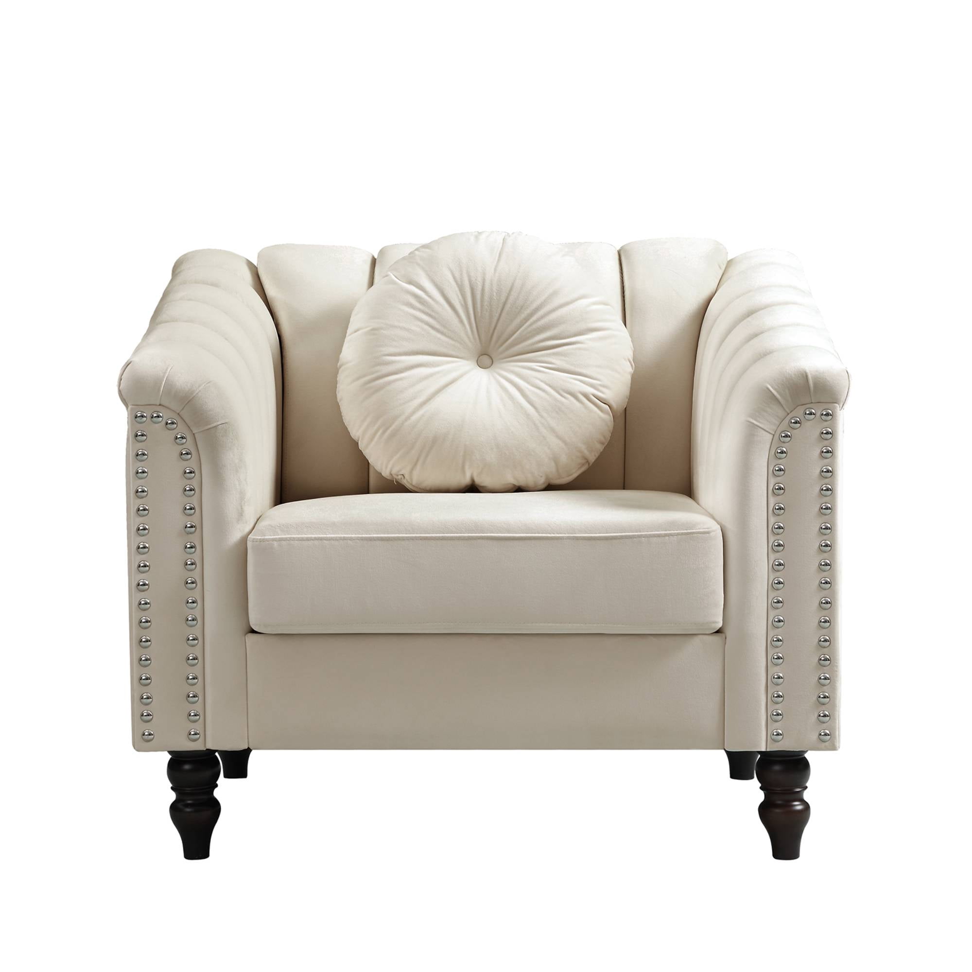Modern&nbsp;Sofa Chair Living Room Chair Microfiber Sofa Couch Seat for Living Room, Bedroom, Small Space, White