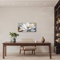 thumbnail image 5 of ZHONGYUTONG White Floral Canvas Wall Art Large Flower Gold Pictures Wall Decor Minimalist Lotus Paintings for Living Room Bedroom Decor Framed (18.00" x 36.00"), 5 of 5