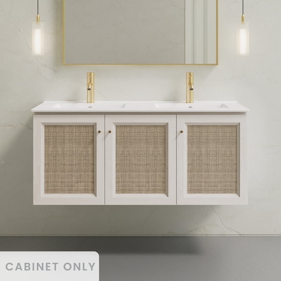 Classe 48" Wall-Mounted Bathroom Vanity in White Oak without Sink Top