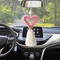 thumbnail image 5 of Accesorios bonitos para decoración de coche, colgante estético Interior, adorno colgante para espejo retrovisor de coche oscilante en forma de corazón rosa, 5 of 5