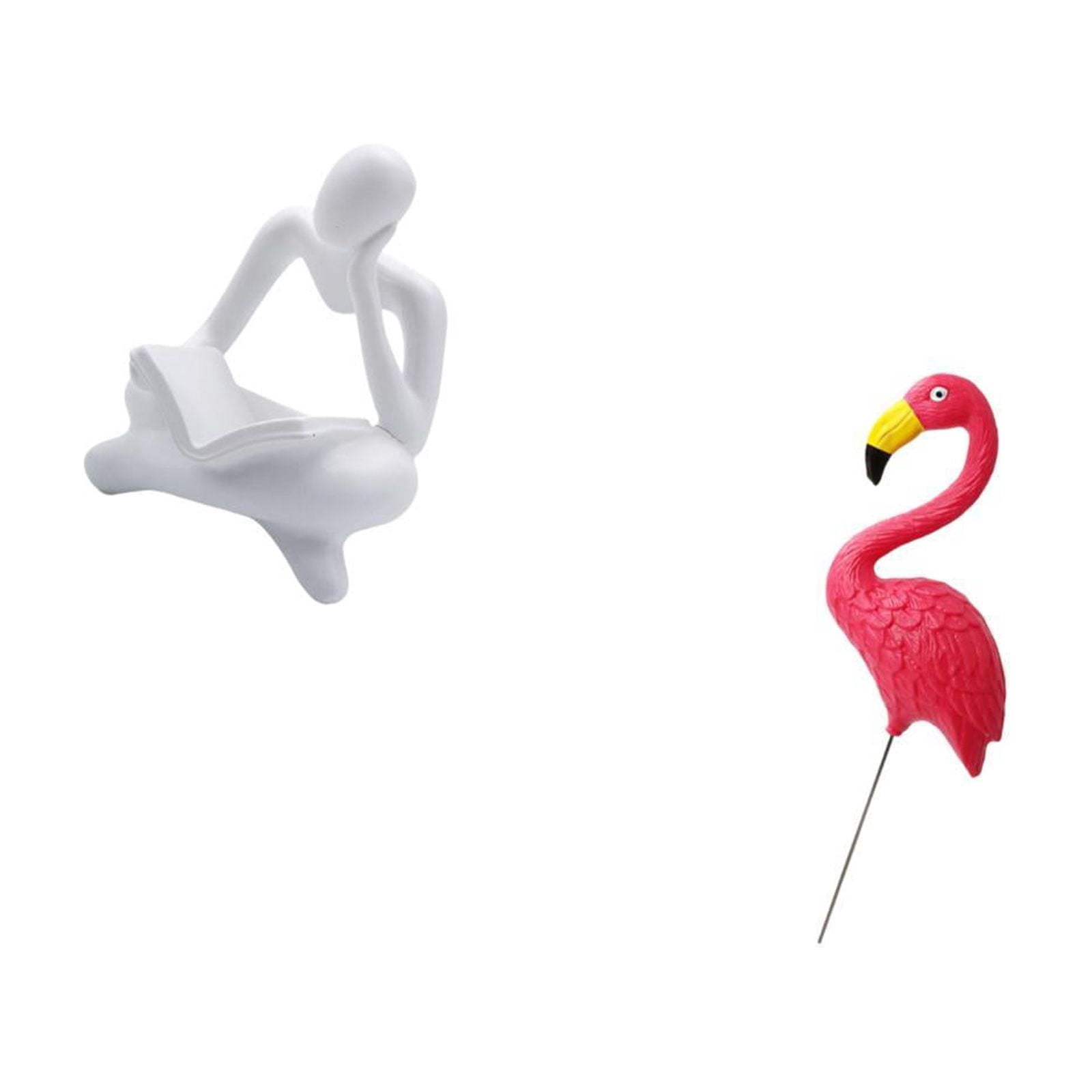 2 Pieces Abstract Reader Figurine Flamingo Garden Stake Human Statue Hollow Design for Living Room Yard Art