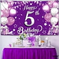 thumbnail image 2 of Purple Happy 5th Birthday Banner - XtraLarge, 72x44 Inch | Purple 5 Happy Birthday Banner | Purple Happy 5th Birthday Backdrop, 5th Birthday Decorations | Purple 5th Birthday Banner Girl, 2 of 7