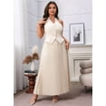 thumbnail image 4 of Women'S Plus Size Two-Piece Casual V-Neck Sleeveless Vest and High Waist Pleated Maxi Skirt Business Suit  XXXL, 4 of 8