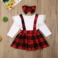 thumbnail image 3 of MesaSe Noël Enfants Bébé Fille 3PCS Vêtements Ensemble Dentelle Solide Tops Plaid Robe Tenue Rouge 1-2 Ans, 3 of 8