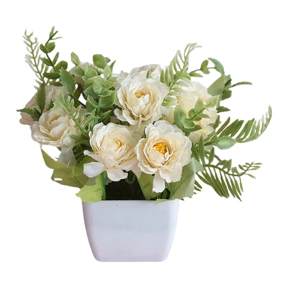 Clearance Artificial flowers under $1,Artificial Flowers In Vase Rose Arrangements Flowers Bouquets With Plastic Vase Dinning Table Centerpieces Bedroom Bathroom Kitchen