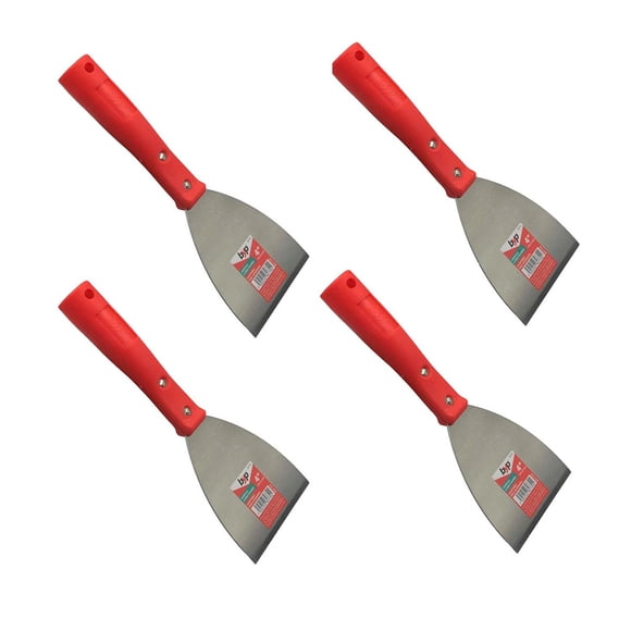 4 pzs Espatula Flexible Acero Mango de Plastico 4 Pulgadas rojo 28x4.5x11