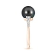 thumbnail image 3 of ANGARA Tahitian Cultured Pearl Ring with Graduated Diamonds in 14K Rose Gold for Women | June Birthstone, Birthday, Anniversary, Jewelry Gift for Women | Pearl Ring, 3 of 8