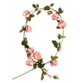 thumbnail image 2 of 1 hermosa planta de rosas artificiales de seda, hojas de rosas falsas para decoración del hogar (rosa), 2 of 7
