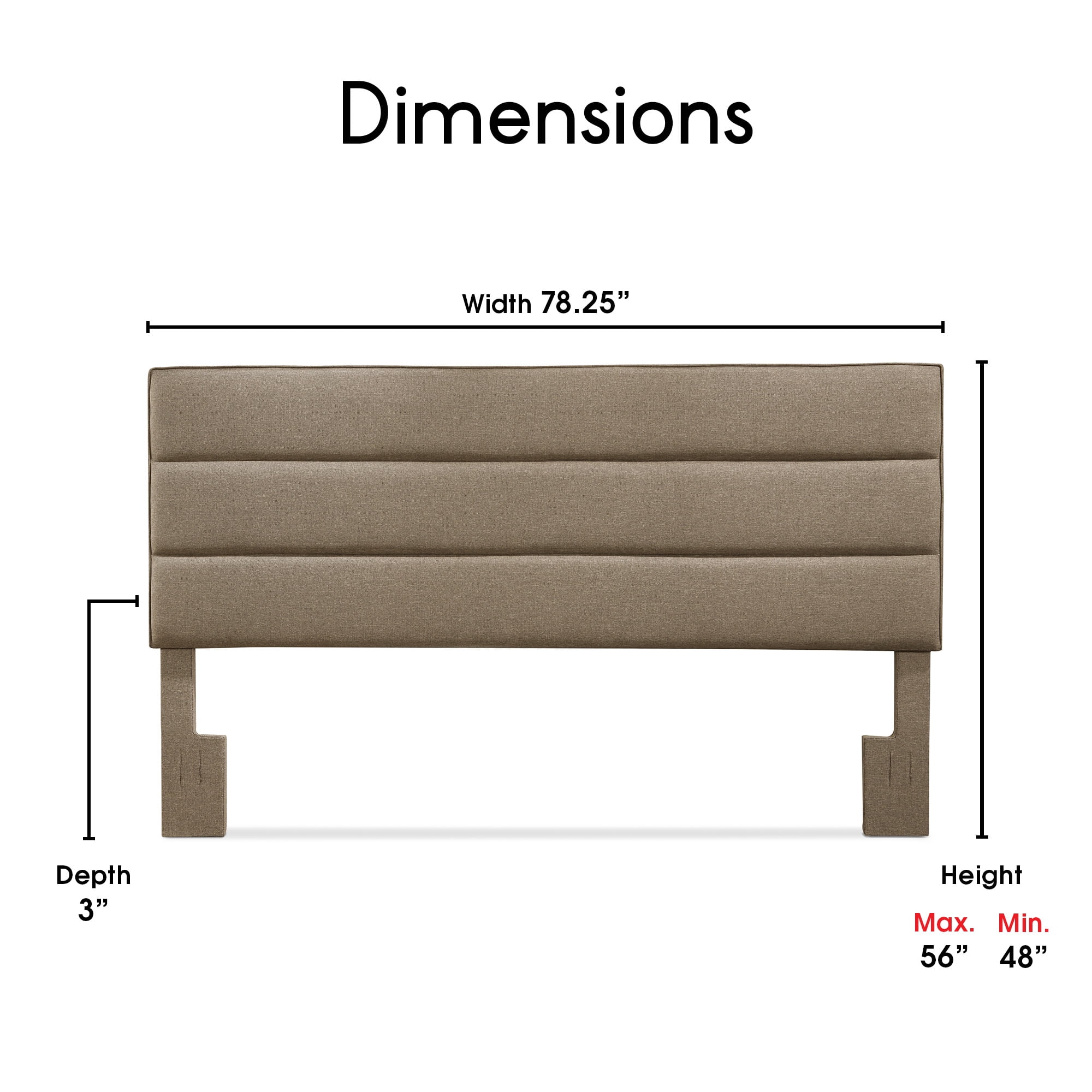 Serta Palisades Tufted Upholstered King Size Adjustable Headboard, Light Brown