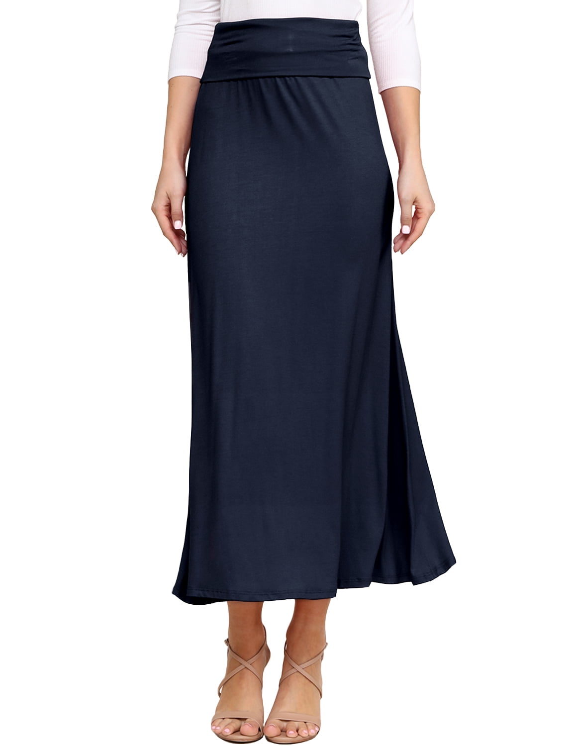 high waisted flared maxi skirt