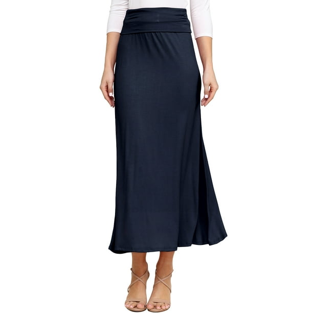 Doublju Doublju Women's High Waist Flared Maxi Skirt or Tube Top