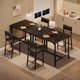 thumbnail image 4 of Juego de Comedor Alto para 2 Personas de 3 Piezas - Mesa Alta con Reposapiés y 2 Sillas Tapizadas con Respaldo - Diseño Compacto para Cocina, Comedor o Apartamento - Negro Texturizado, 4 of 8