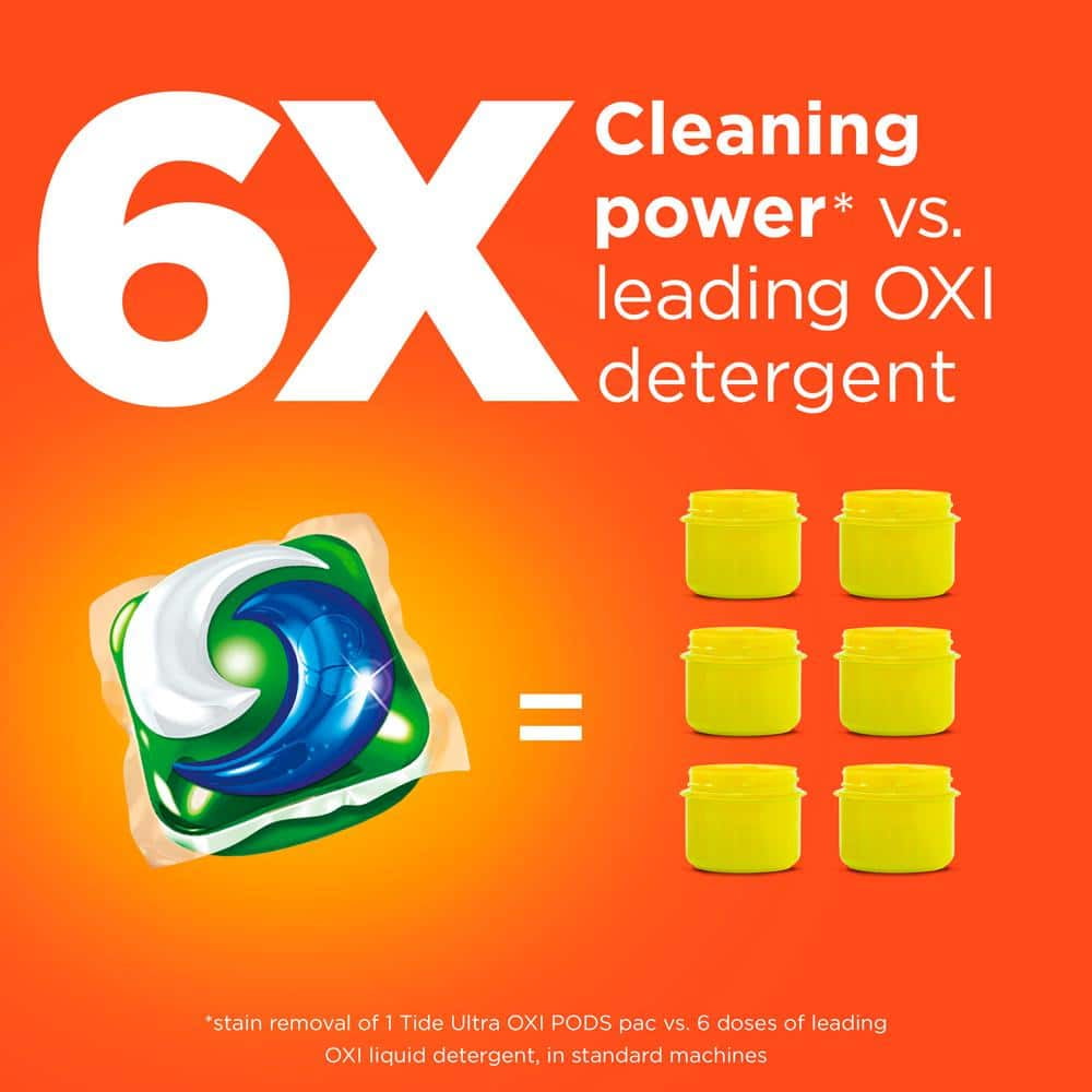 Tide PODS 4 in 1 Ultra Oxi Laundry Detergent Soap PODS, High Efficiency (HE), 61 Count