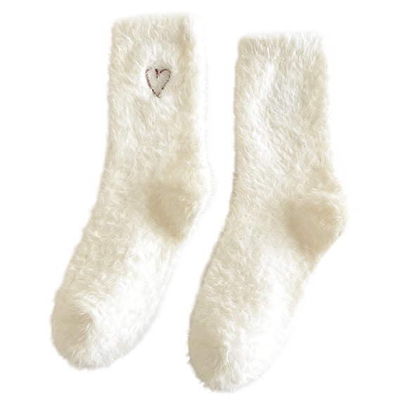 BiFandian Valentine's Day Novelty Socks, Cozy Thickened Fleece Soft Puffy Socks, Warm Non-Slip Floor Socks for Indoor, Lounge, Winter Wear, Casual Comfort
