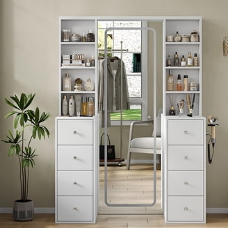 boahaus artemisia dressing table ebern designs Boahaus Artemisia Lighted Makeup Vanity with Mirror, Power Outlet, Black