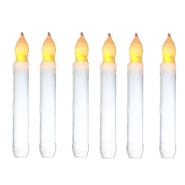 FELTECHELECTR 6 velas LED de simulación, lámpara de vela larga, lámpara de vela de poste largo para Halloween, Navidad, baile, noche, sin batería, tamaño 3