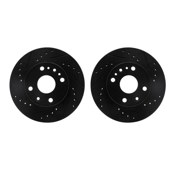 Dynamic Friction Company Front Brake Rotors-Drilled and Slotted-Black 8002-21000