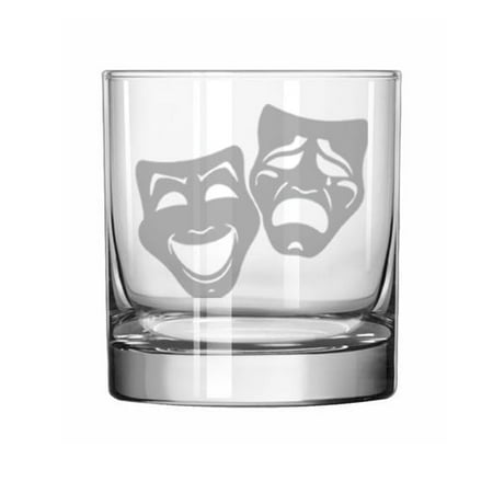 

11 oz Rocks Whiskey Old Fashioned Glass Gift Theater Masks
