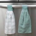thumbnail image 5 of RITZ Solid and Multi Check Kitchen Tie Towel, Set of Two, Dew, 5 of 5